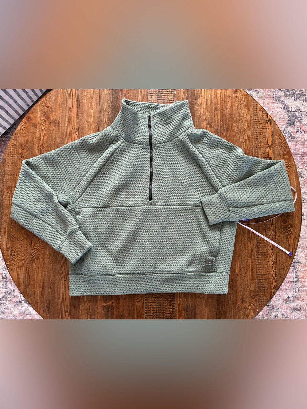 L.L. Bean Waffle-Knit Half-Zip Pullover - Sage Green